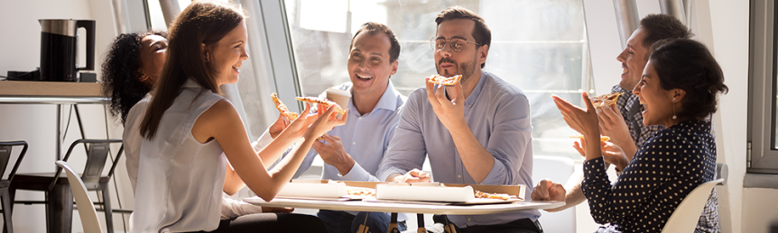 People Eating Pizza From Food Delivery Insulated Bags