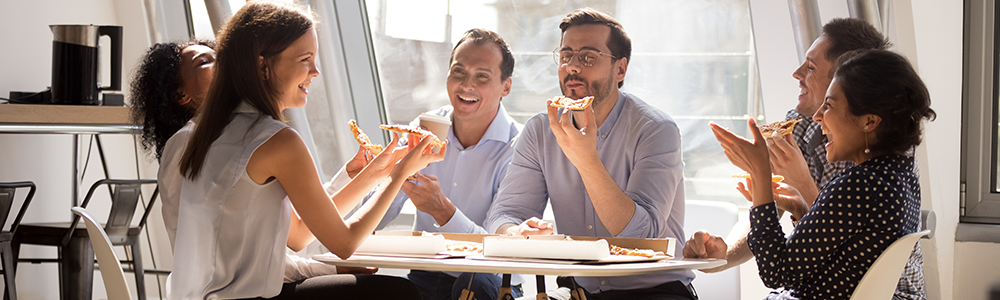 People Eating Pizza From Food Delivery Bags Insulated